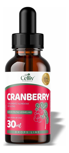 Cranberry Em Gotas Sabor Frutas Vermelhas 30ml Celliv