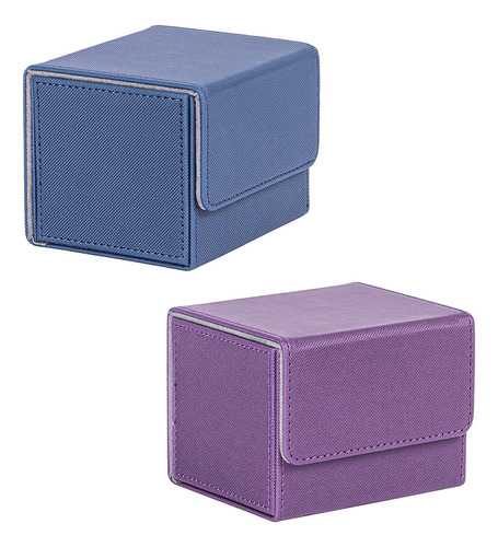 Caja De Cubierta De Cuero Pu De 2 Piezas, Violeta Y Azul