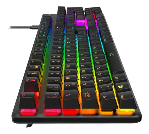 Imagen 3 de 3 de Teclado gamer HyperX Alloy Origins QWERTY Blue español latinoamérica color negro con luz RGB