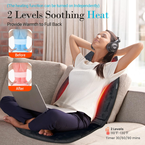 Masajeador De Espalda Con Calor Y Vibración Para Silla Color