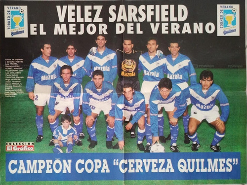 Póster Vélez Sarsfield Campeón Copa De Verano 1996. Fútbol