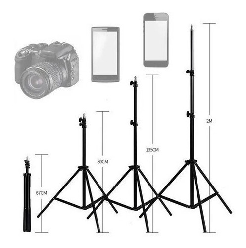Imagem 4 de 4 de Tripé 2 Metros P/ Celular Iluminação Ring Light Youtuber