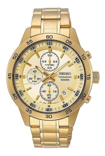 Relógio Seiko Masculino Cronógrafo Dourado Sks646b1 C1kx