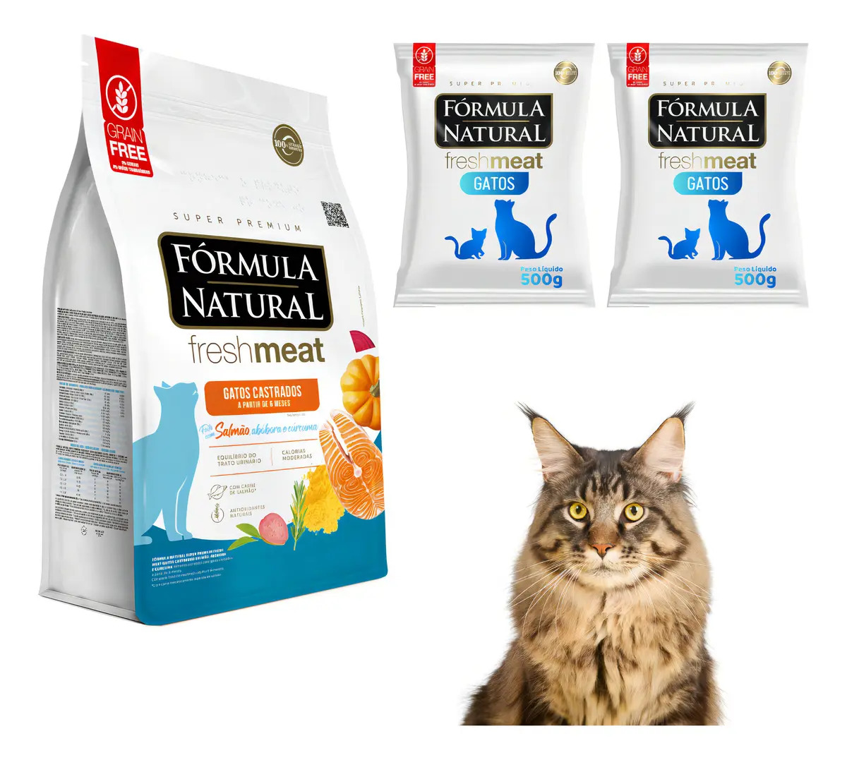 Ração Fórmula Natural Fresh Meat Adulto Salmão Gato Castrado 500g
