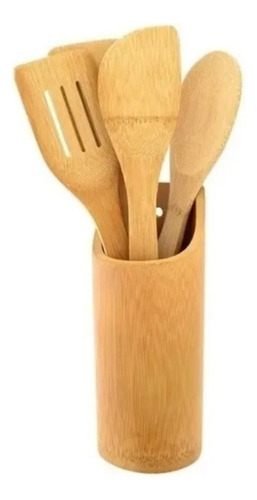 Set Por 4 Utensilios De Cocina Cucharas De Madera Palo