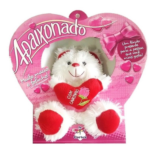 Urso De Pelúcia Apaixonado Vermelho 22 Cm Antialérgico