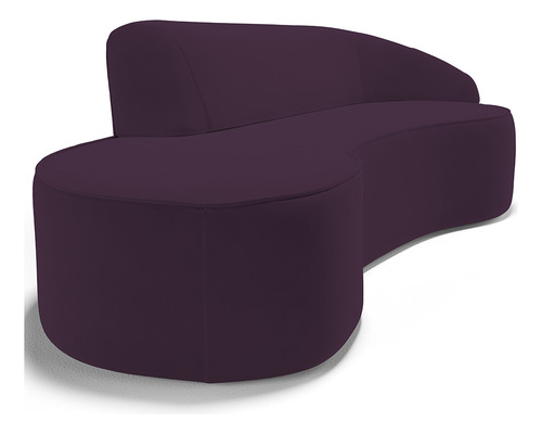 Sofá 4 Lugares Curvo Sala Firenze Dir Veludo Roxo 280cm C292