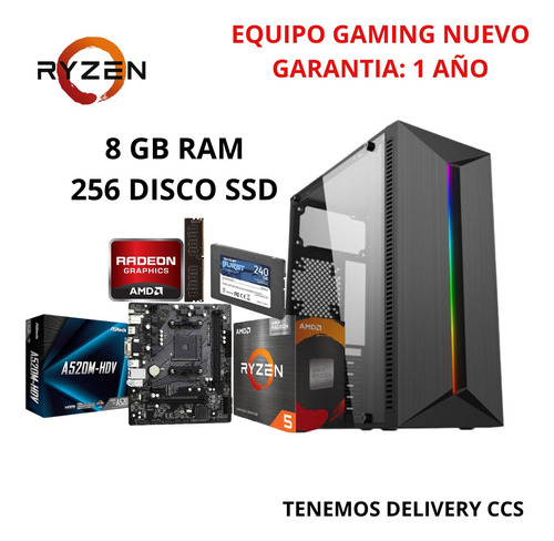 Computador Gamer Diseño Ryzen 5 5600g Ram 8gb Ssd 256gb