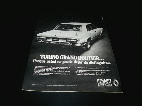 (pa001) Publicidad Clipping Renault Torino Grand Routier