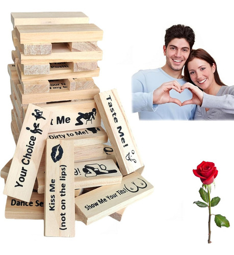 , Juego De Mesa Apilable Wood Blocks Tower Para Parejas
