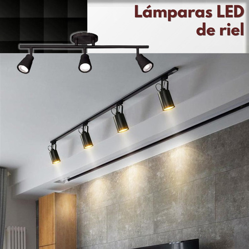 Riel Magnetico Empotrable Para Lampara Led 200cm Negro