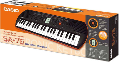 Imagen 10 de 10 de Teclado musical Casio Mini SA-76 44 teclas negro/naranja