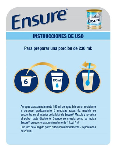 Suplemento En Polvo Ensure Sabor Vainilla En Lata De 400g Vainilla