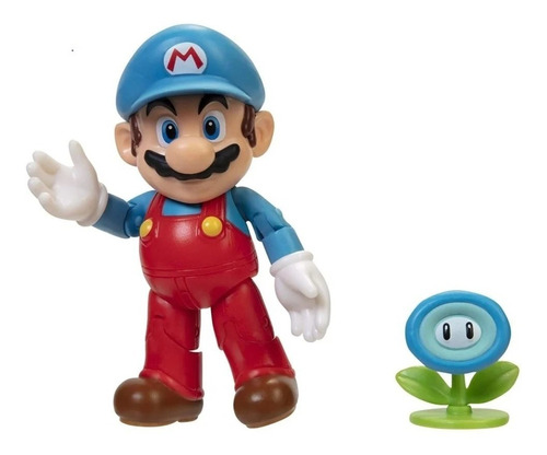 Figura De Super Mario Bros Con Flor Azul Ice Mario