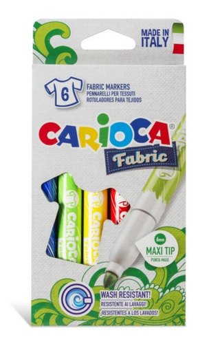 Marcadores Carioca Fabric Textil Permanente X 6 Italy
