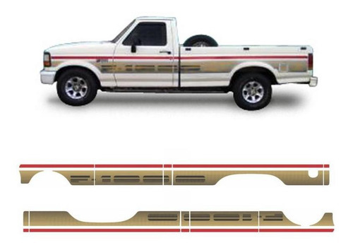 Kit Adesivos Ford F1000 93 Ss Caçamba Estendida Dourado Cor Outro