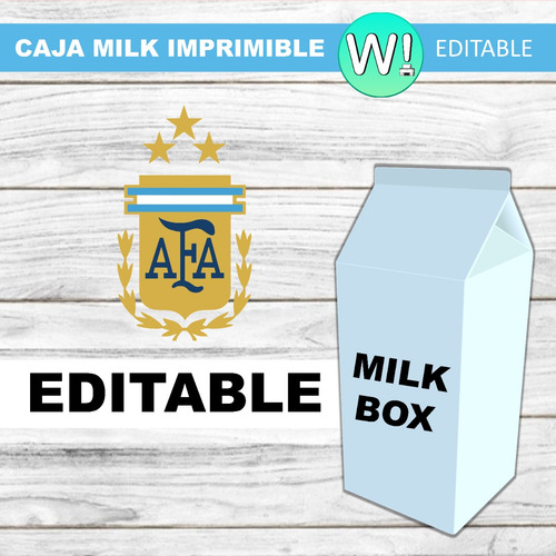 Caja Milk Box Imprimible Editable Messi