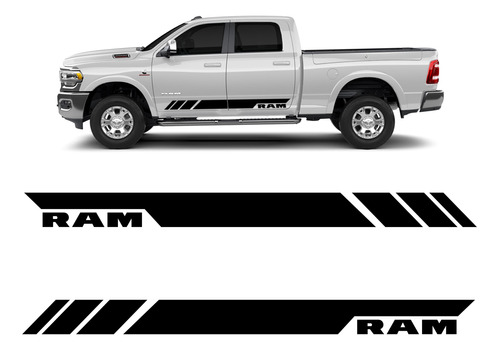 Kit Faixas Dodge Ram Preto Decorativo Adesivo Lateral