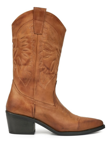 Bota Mujer Cuero Texana Briganti Caña Alta Borcego Mcbo25082