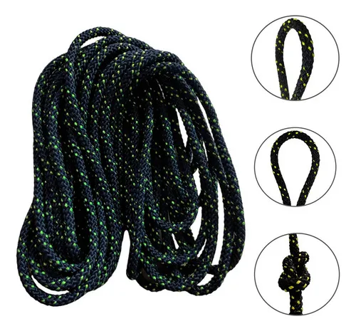Cuerda semiestática de 100 metros, 8 mm, Cordelete Prussik Knot, 15 kn, color negro con neón