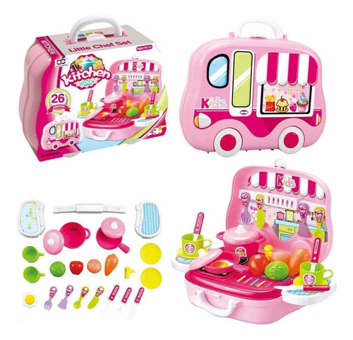 Cocina Infantil Niñas Luces Y Sonido Maleta Portátil