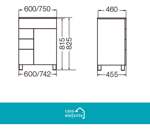 Vanitory Ferrum Cjto Lavat Angular Mueble 3 Cajones 1 Puerta
