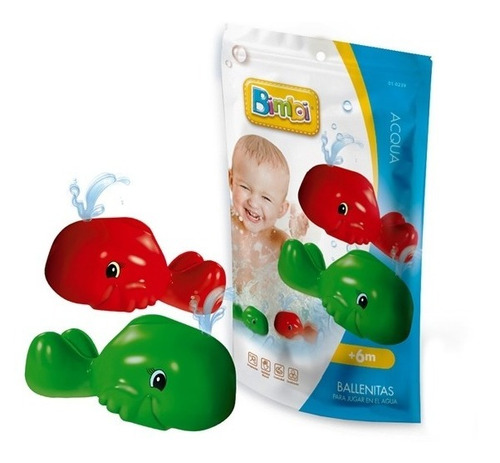 Ballenitas X2 Flotan Juego Para El Agua Bebe Bimbi Byp Verde, Rojo O Azul