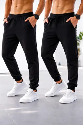 Kit 2 Calça Jogger Slim Moletom Academia Inverno Abrigo Preto Gg