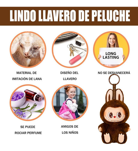Para Labubu Macaron Monsters Vinilo Peluche Llavero 2,marrón
