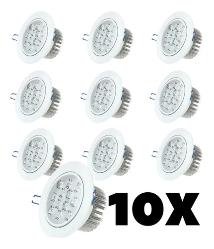 Kit 10 Spot Super Led Redondo 12w Embutir Branco Quente Frio