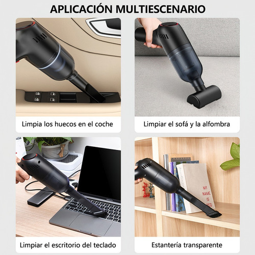 Imagen 4 de 10 de Aspiradora Mano Portátil Inaltárico Para Auto Hogar 9000pa