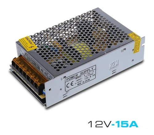 Imagen 1 de 10 de Fuente 12v 15a Metalica Regulada Switching Tira Led Cctv