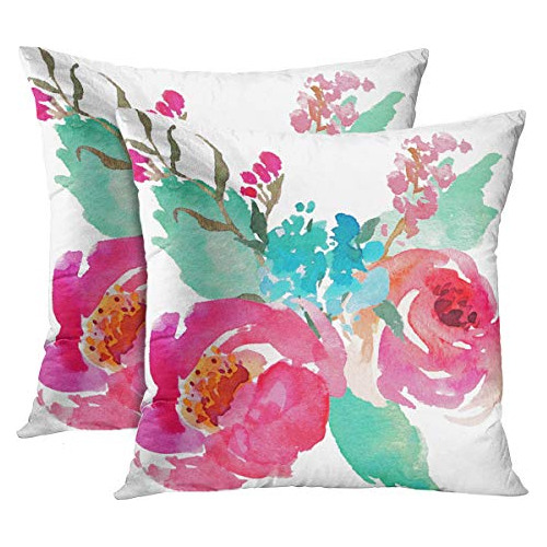 Conjunto De 2 Fundas De Almohada Estampado De Flores Ac...