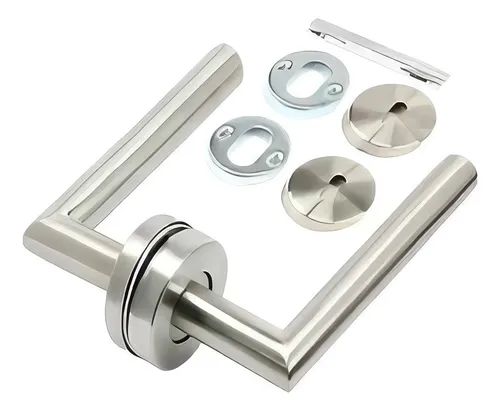 Manijas Picaportes Dobles Acero Inoxidable Satinado Con Retroceso Para Puertas De 30 A 60mm De Espesor Apto Interior Y Exterior Satinado