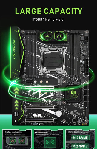 Placa Mae Atx Huananzhi X99 F8 Green 8 Bancos Ddr4