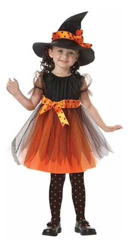 Disfraz De Bruja De 2 Piezas Para Niña De Halloween