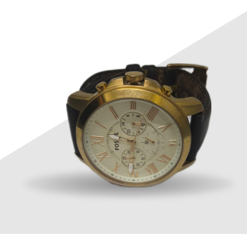 Reloj Fossil Para Hombre Con Correa De Piel Marrón Oscuro Dorado Oscuro Blanco (Usado)