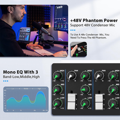 Mixer F4 Mezclador Dj De Audio 4 Canales Bluetooth Usb