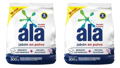 Jabón En Polvo Ala Lavado Mano X 800gr Pack X2u