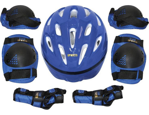 Kit Proteção Radical Bel - Capacete + Joelheiras - Azul