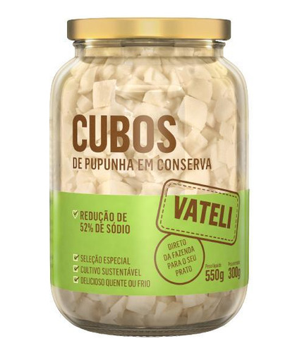 Palmito Pupunha Em Cubos De Cultivo Sustentável Vateli 300g