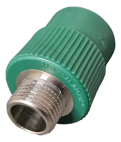 Cupla Fusión 25mm C/ Inserto Metálico Rosca Macho 1/2 Latyn Acabado Mate Color Verde