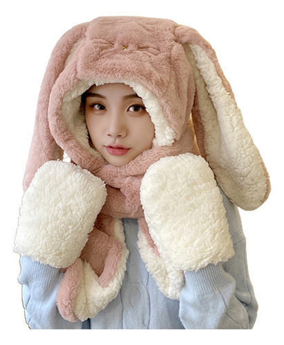 Gorro De Conejo Con Orejas Largas, Bufanda, Guantes, Cálido,