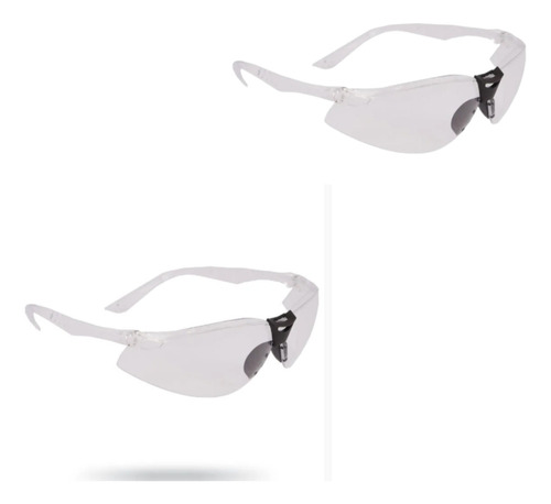 Kit 2 Óculos Proteção Segurança Trabalho Epi Antirrisco Ca Cor da lente Incolor