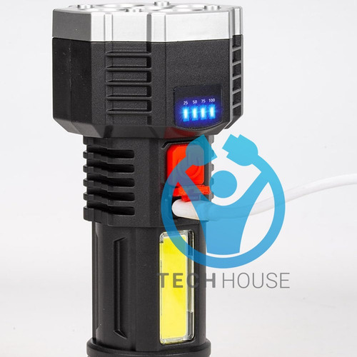 Linterna Led Recargable 5 Led Combo Con Linterna Minero Usb