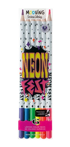 Lapices De Neon Mooving Coloring X6 Neon Fest