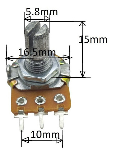 Potenciometro Mini B10k 3 Pin 15mm Carbon Rotativo 50 Piezas