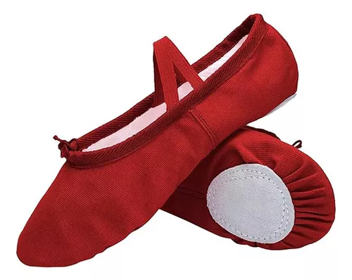 GENERICO Zapatillas Media Punta Lona Y Gamuza Ballet Niña Rosa