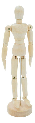 Boneco Madeira Articulado 14cm Desenho Enfeite Decoracao