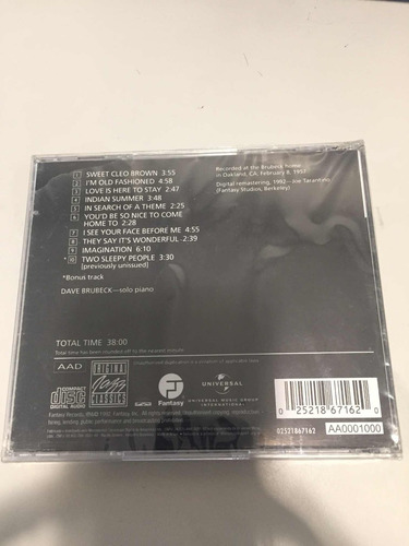 Cd Dave Brubeck Plays And Plays Lacre De Fábrica, Original